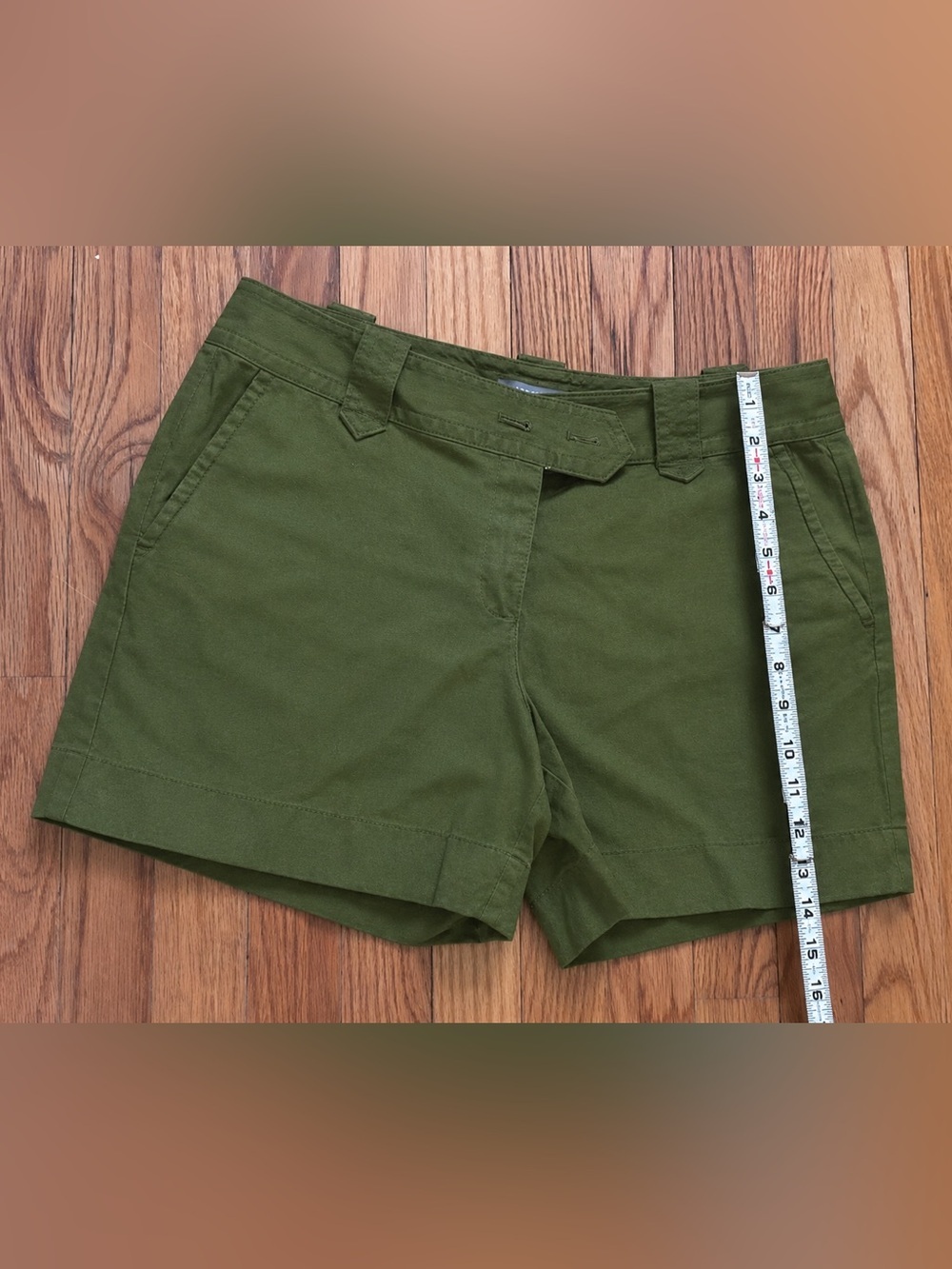 Ann Taylor Signature Fit Olive Green 100% Cotton Chino Shorts Women’s Size 10 - Picture 5 of 6